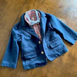 3-piece Navy Blue Blazer, Dress Shirt, and Bowtie